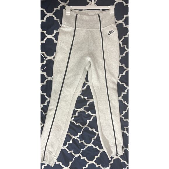 Nike Women's Tech Fleece High-Waisted Slim Zip Pants Light Grey/Black Size M - Picture 12 of 16